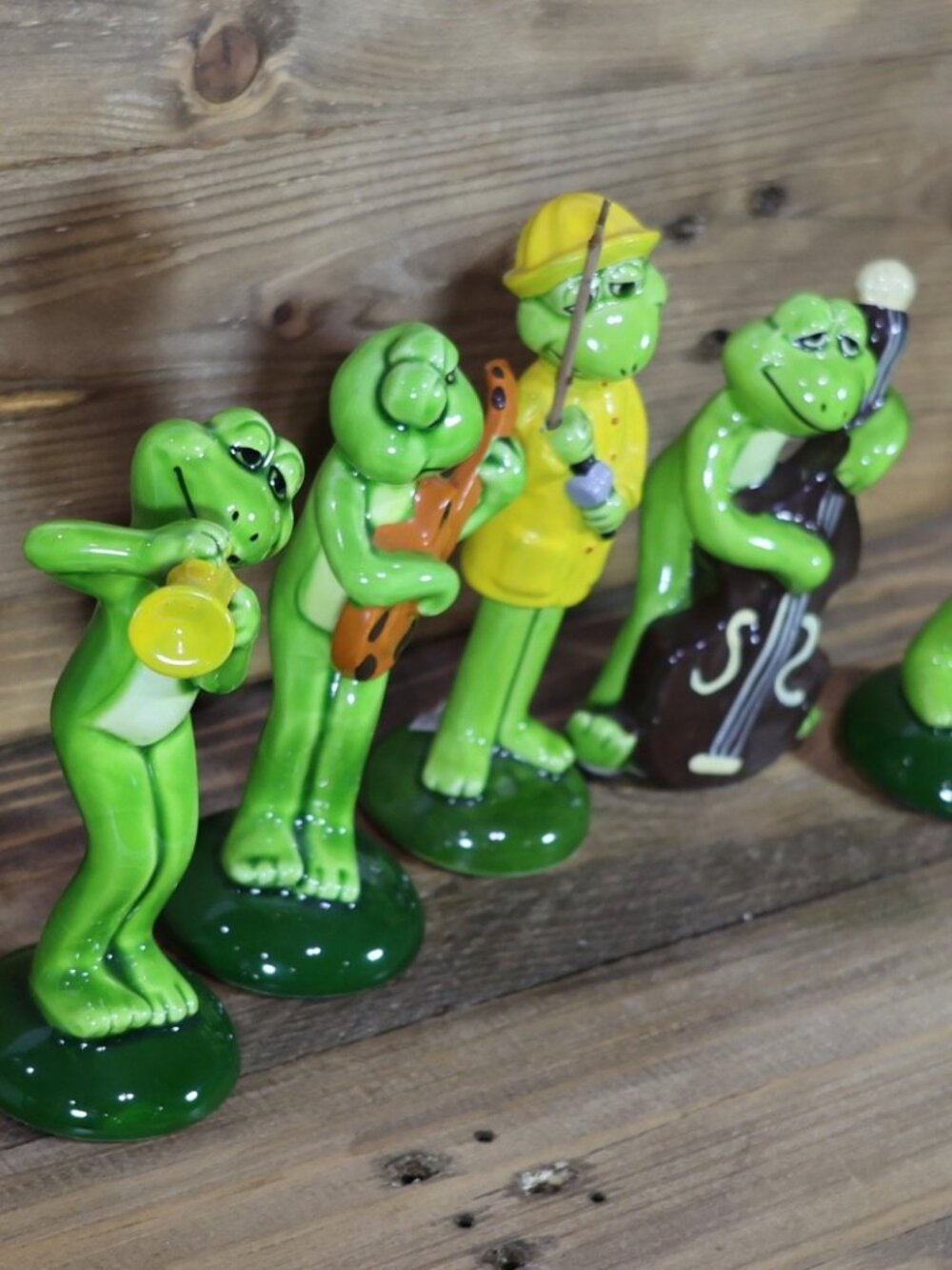 Vintage Rare Seven Corporation Frog 5 Piece Set Pottery Ceramic Figurine No Box - Picture 5 of 9